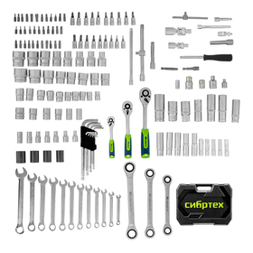 Набор инструментов, 1/2", 3/8", 1/4", пластиковый кейс 160 предм. Сибртех