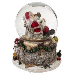 GAEM Фигурка декор в стекл шаре "Дед Мороз" (подсвет, муз и движ 3xAAA н/п) D9,5 см, L12,5 W12,5 H15,5 см