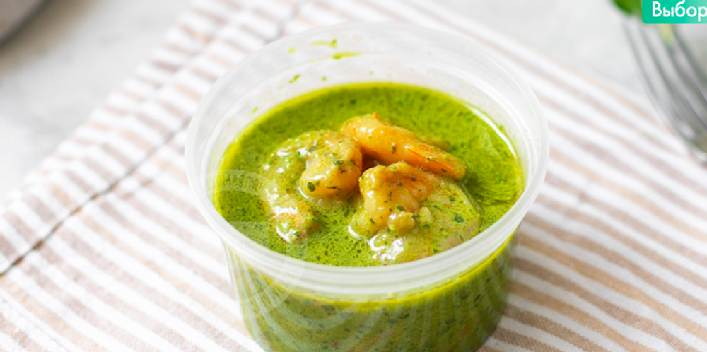 Креветки запеченные в сливочном соусе с песто