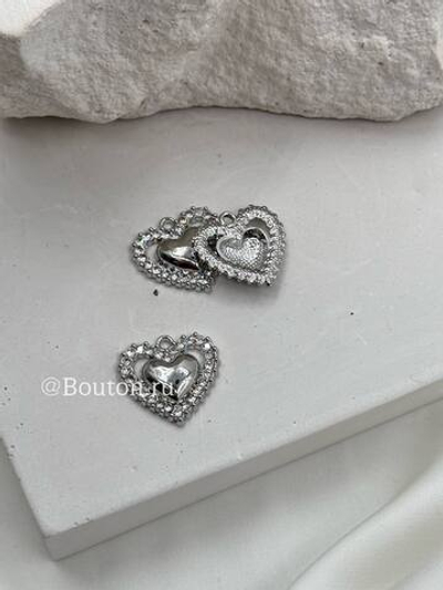 Подвеска серебристая "Сердце" со стразами