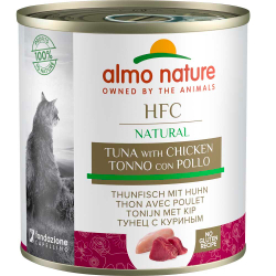 Almo Nature консервы для кошек "HFC Natural" с тунцом и курицей (50% мяса) банка