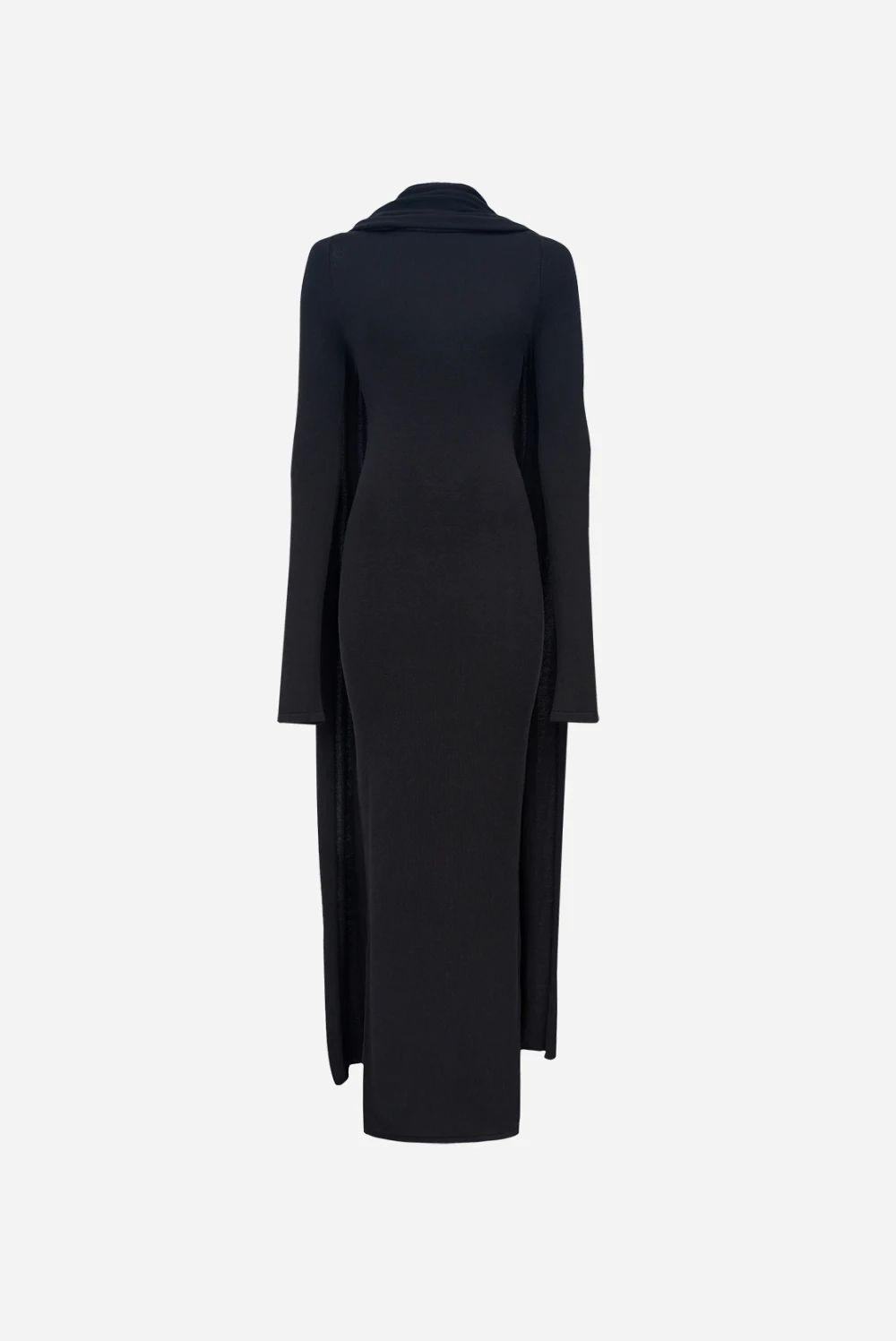 Вязаное платье мини с шарфом-шлейфом