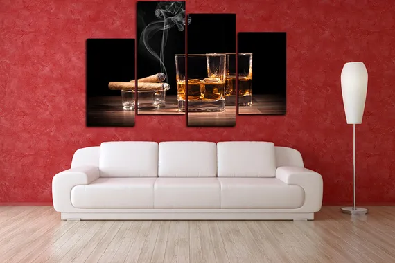 Модульная картина " Бокал виски "