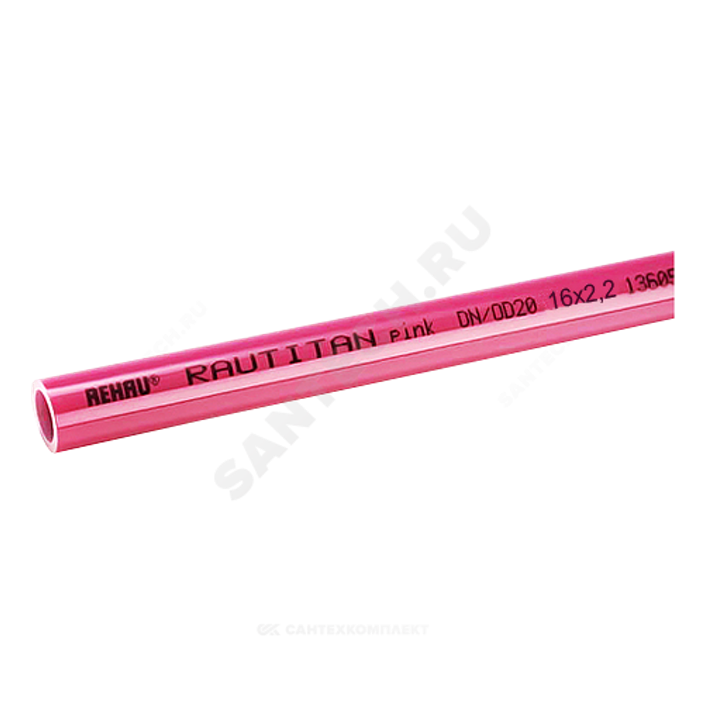 Труба PE-Xa/EVOH Дн 25х3,5 Ру10 Тмакс=95C L=6м RAUTITAN pink Rehau 11360621006