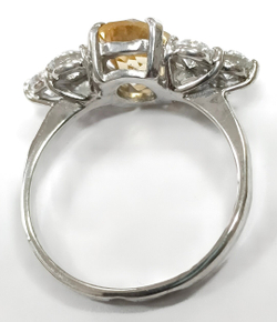 Ювелирное кольцо из серебра 925 пробы,вставка цитрин,фианиты,размер17.5