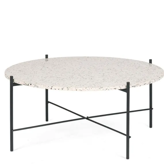 Кофейный стол Lacio Ø80х35 см, белое террацо