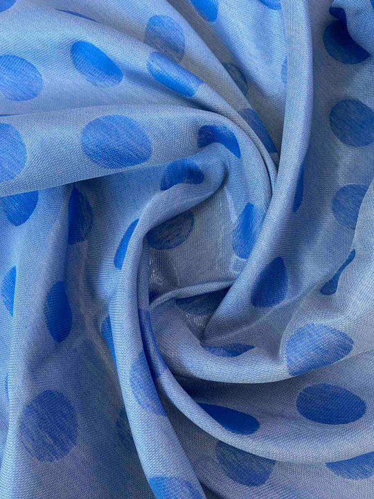 Костюмная жаккард горох, голубой FC#81