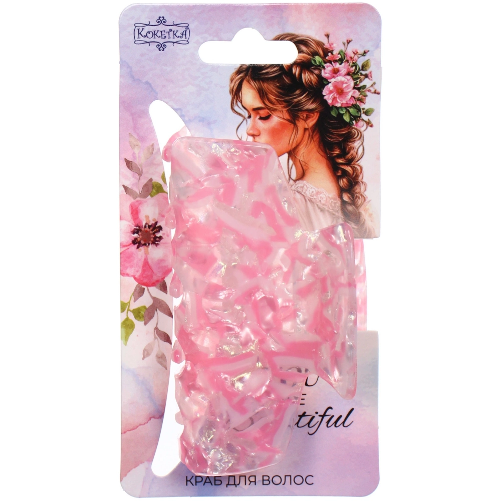 Заколка - краб для волос «AKS-EMPIRE», прямоугольник, микс 6 цветов, 7,8*4,5см