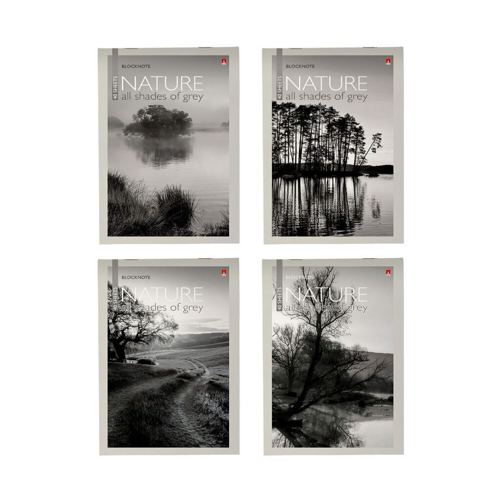 Блокнот А5 40л скоба "Природа" клетка, ассорти