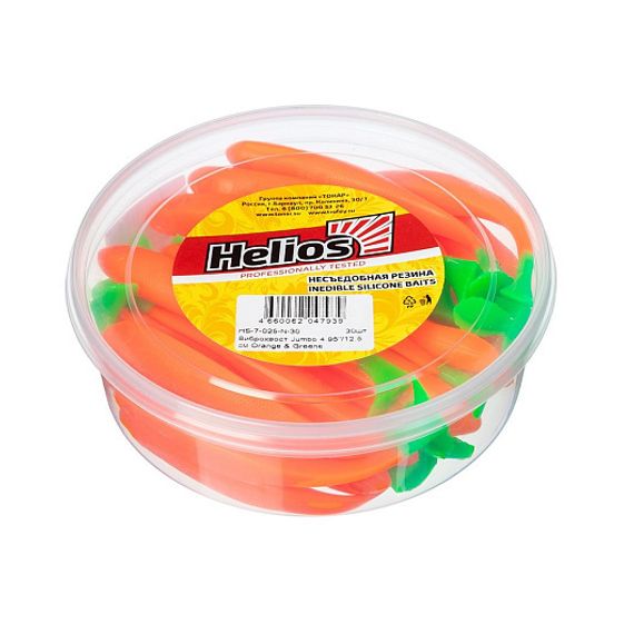 Виброхвост несъедоб. Jumbo 4,95&#39;/12.5 см Orange &amp; Greene 30шт. (HS-7-025-N-30) Helios