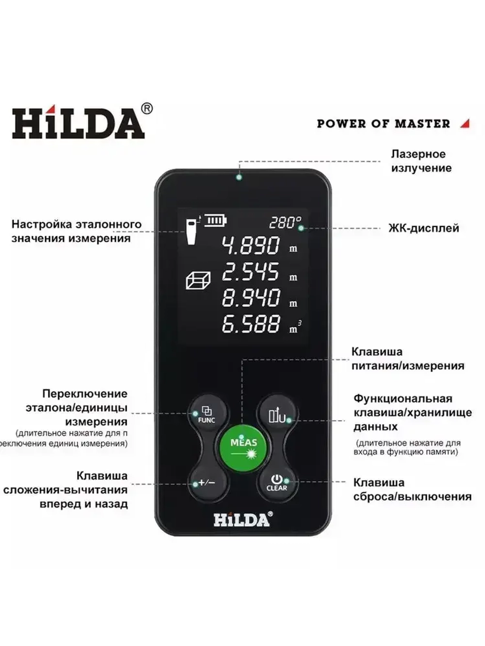 HILDA Лазерный дальномер,лазерный уровень зеленый луч,120CM