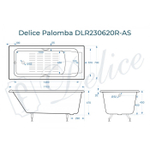 Ванна чугунная Delice Palomba 170х70 с отверстиями под ручки и антискользящим покрытием DLR230620R-AS