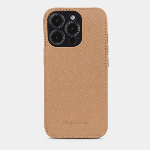 Чехол для iPhone 16 Pro Max из кожи сафьяно, цвета кэмел