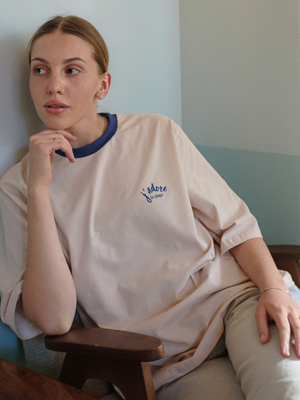 Футболка оверсайз женская бежевый Jadore la plage