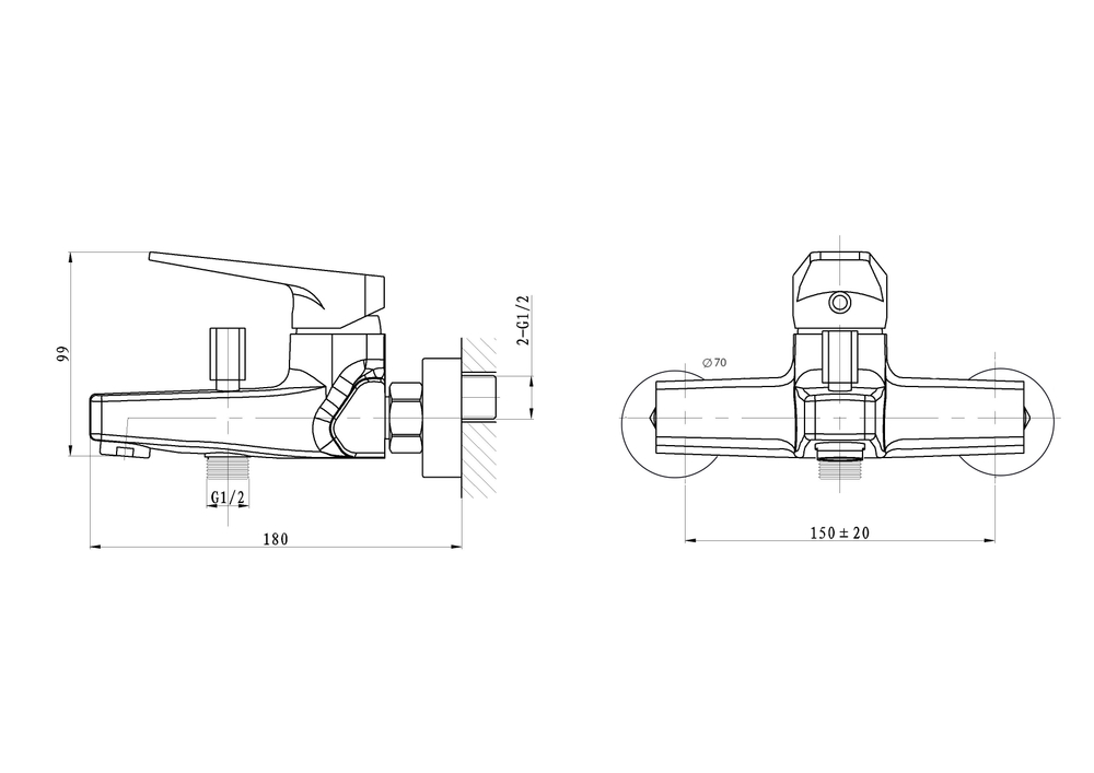 Смеситель для ванны WONZON & WOGHAND ATHENS, Хром (WW-083101-CR)