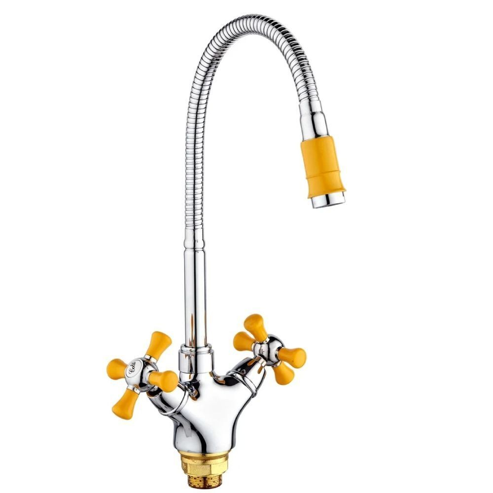 Смеситель для кухни, РМС, гибк излив, с кран-буксой, жел, SL92YW-279F