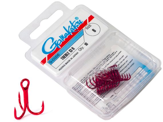 Крючки-тройники Gamakatsu 13R TREBLE HOOKS RED разм. 06 10шт.