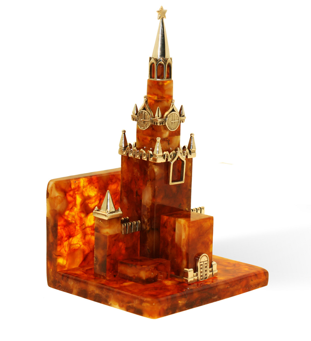 Визитница настольная "Кремль" из янтаря