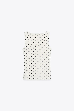 ZARA ТОП ИЗ ПОЛИАМИДА С ШИРОКИМИ БРЕТЕЛЯМИ, ЭКРЮ/ЧЕРНЫЙ