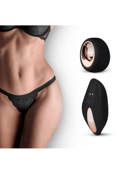 Трусики с вибромассажером для стимуляции клитора Vibrating Tanga Thong Черный