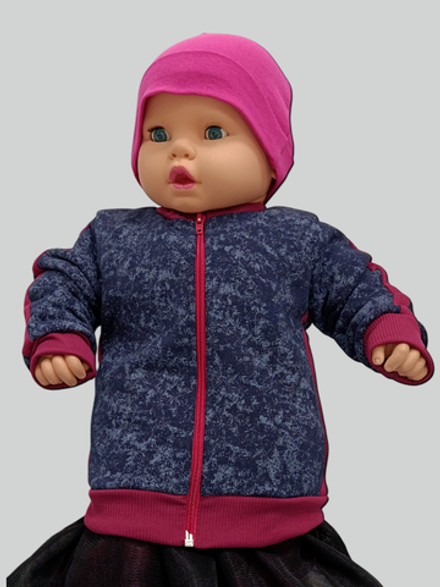 КФ Кофточка ясельная футер 3-х нитка начес синий мрамор (56-86)