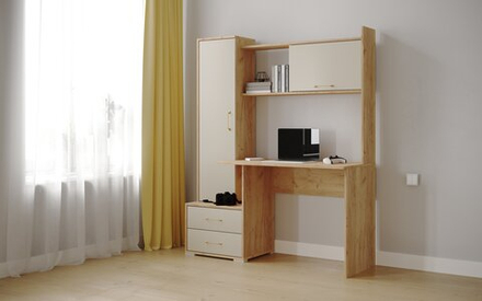 Стол компьютерный Квартет-9 (К) дуб крафт золотой/кашемир