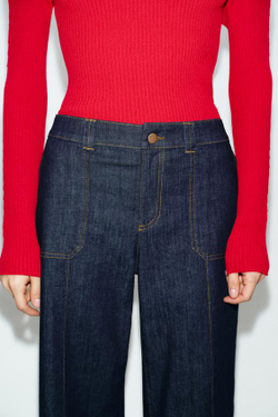 ZARA ДЖИНСЫ-КЮЛОТЫ Z1975 СО СРЕДНЕЙ ПОСАДКОЙ, СИНИЙ