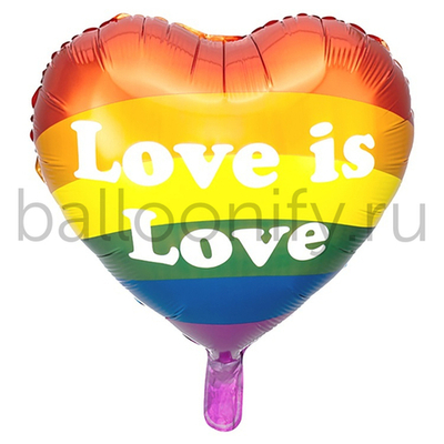 Фольгированная фигура, сердце, Сердце LOVE IS LOVE,18"/45СМ