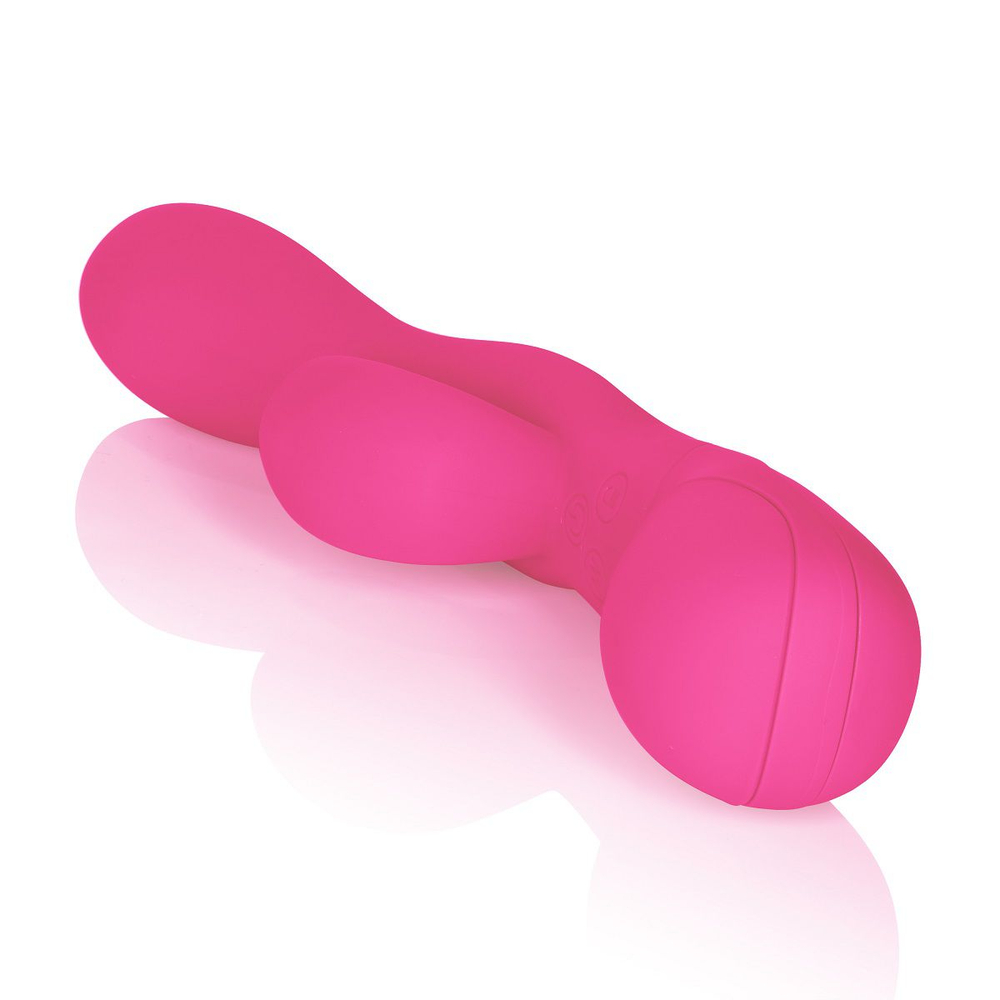 Розовый вибромассажер Impress Tongue со стимуляцией клитора - 18 см. (Цвет: розовый)