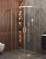 Душевой уголок Cezares MOLVENO-RH-2-130/100-C-BORO-IV, 130х100х195, профиль брашированное золото, прозрачное стекло