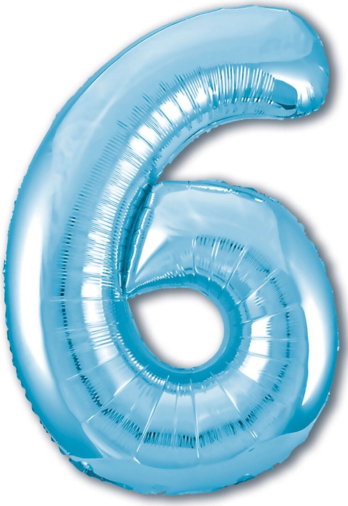 Фольгированный шар Цифра 6 Slim голубой 102 см