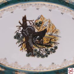 Блюдо овальное Repast Охота зеленая Мария-тереза 38 см