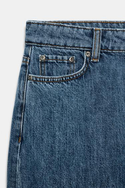 ZARA ЗАУЖЕННЫЕ ДЖИНСЫ СО СРЕДНЕЙ ПОСАДКОЙ — ZW COLLECTION, СИНИЙ