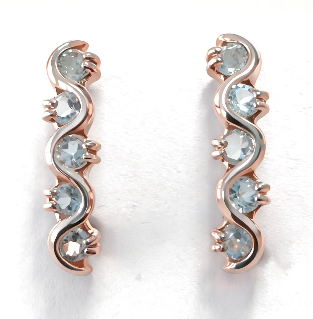 Ювелирные серьги из серебра 925 пробы с позолотой,вставка топаз натуральный.