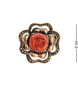 AM-2453 Кольцо «Камелия шар» (латунь, янтарь)