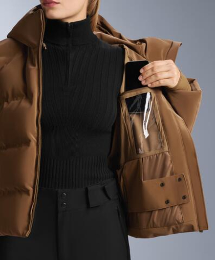 OYSHO Водостойкий пуховик из атласа Minardi Piume SKI, медовый