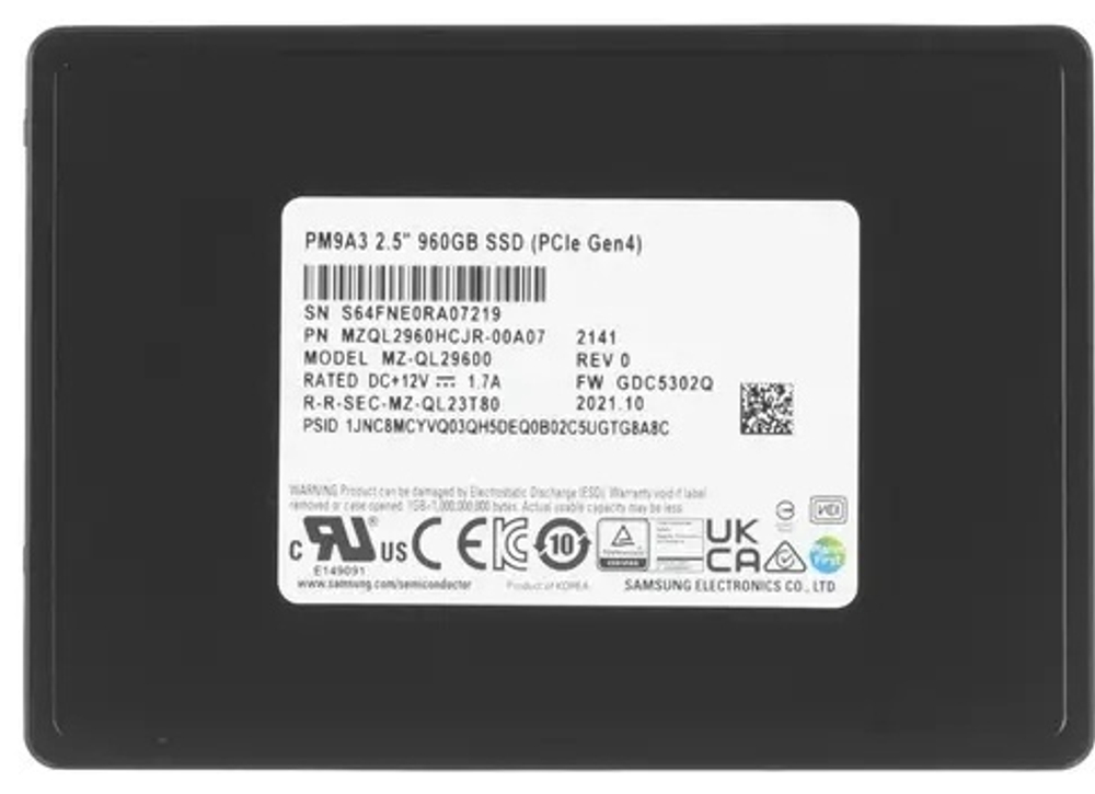 SSD Samsung PM9A3 MZQL2960HCJR-00A07 960 ГБ