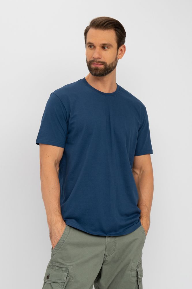 Д2073 индиго базовая футболка мужская Basia.