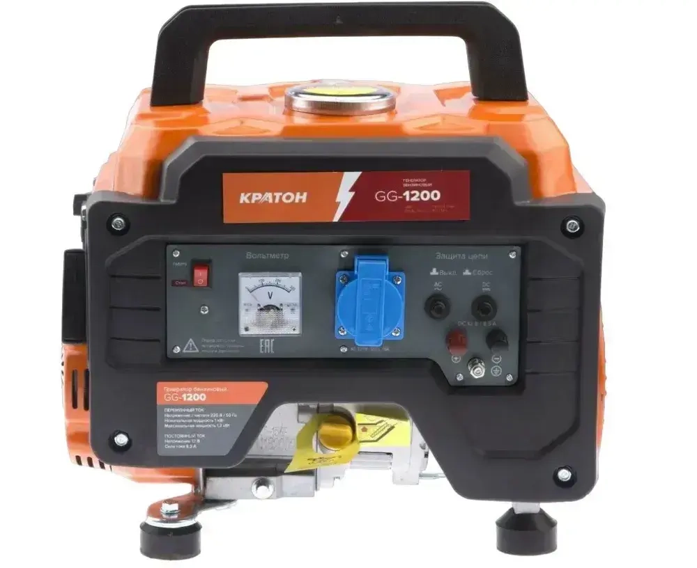 Генератор бензиновый Кратон GG-1200 (1200 Вт; ручной стартер; расход топлива 0,66 л/ч)