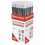 Карандаш чернографитный BRAUBERG, 1 шт., "Alderida", НВ, трехгранный, с резинкой, корпус черный, заточенный, 180610