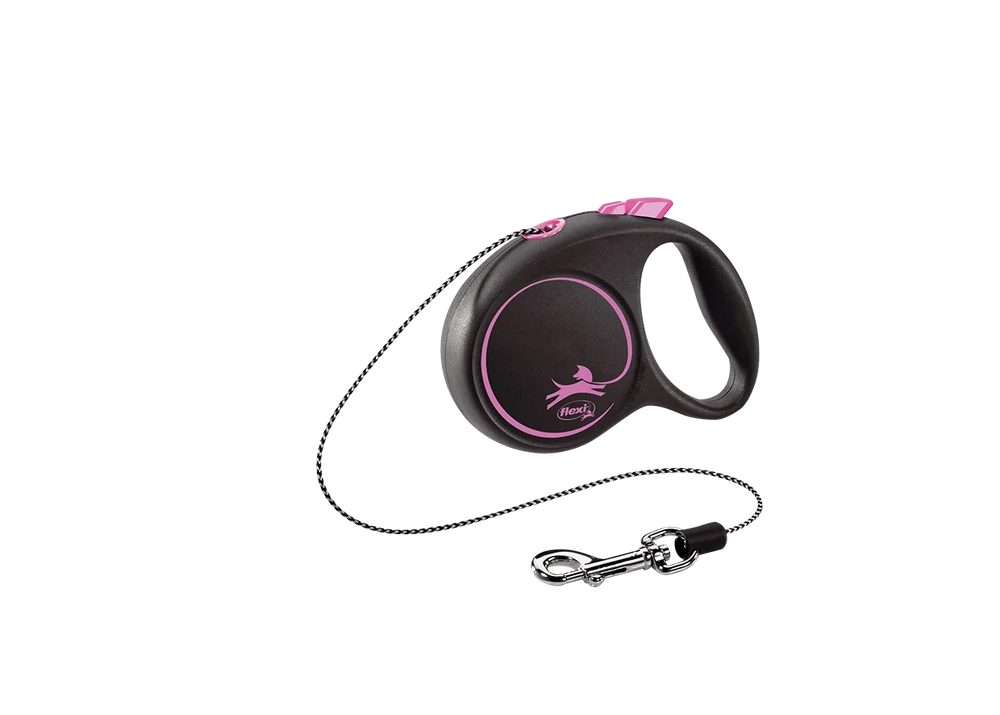 Поводок-рулетка Flexi Black Design cord XS 3m 8 kg pink