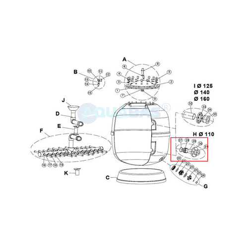 Комплект подключения диффузора фильтра IML FS-450 (FS16660-0410)