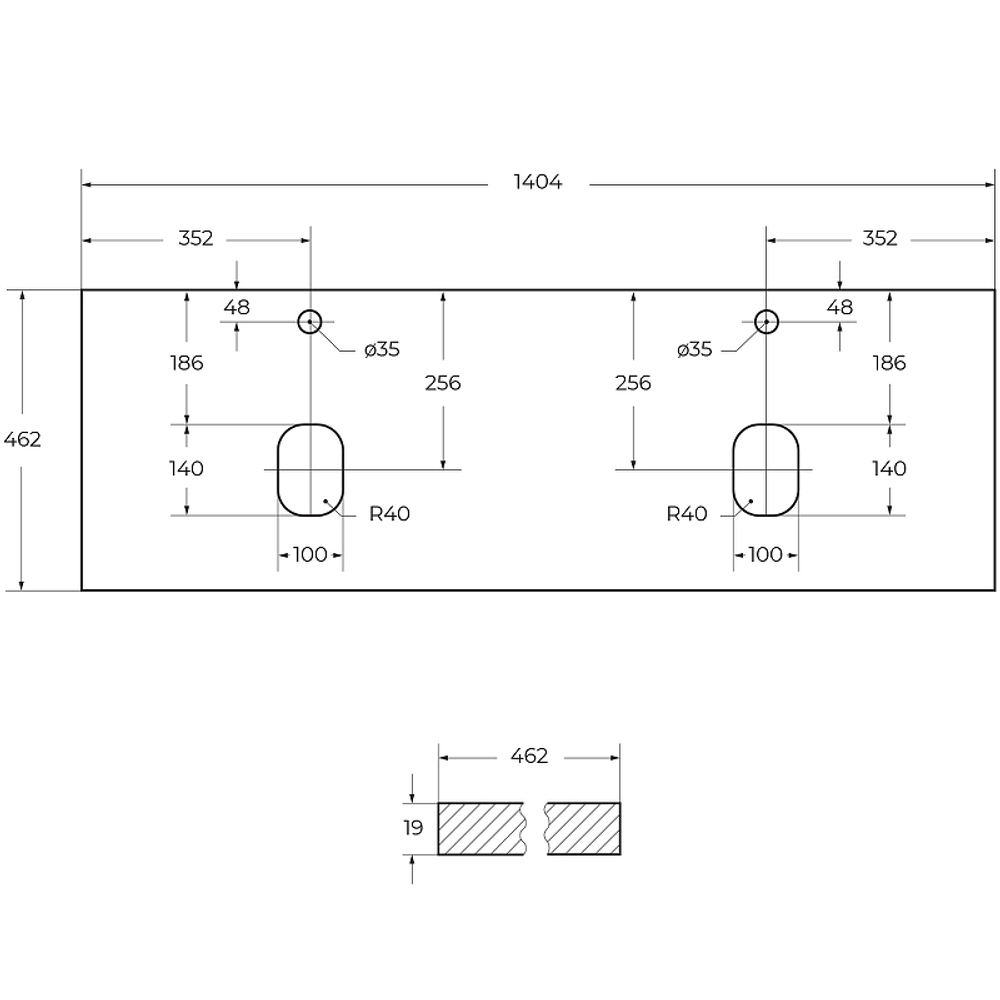 Столешница под раковину BelBagno 140 EK-140-2-BL Bianco Lucido