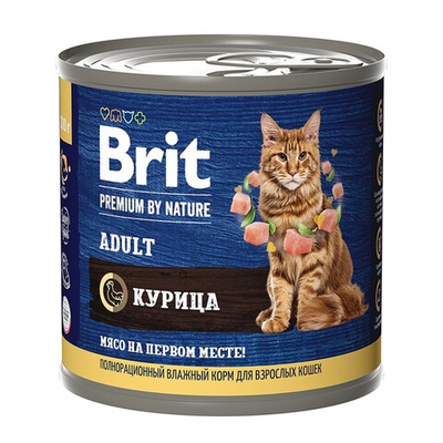 Brit Premium By Nature консервы для кошек с курицей 200 г (банка)