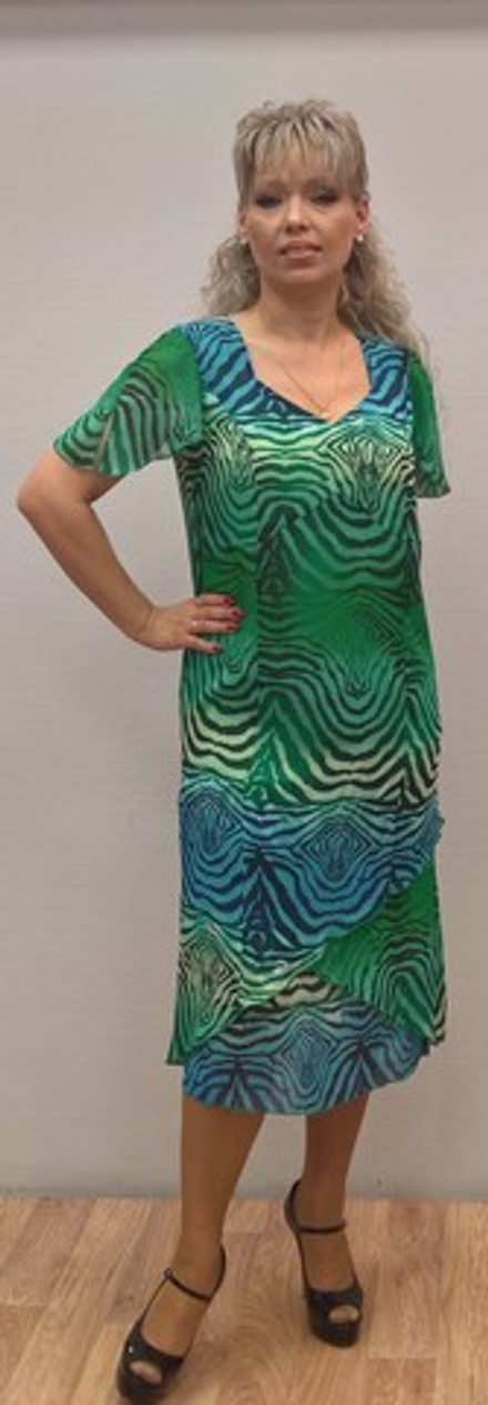 Летнее длинное каскадное платье-двойка