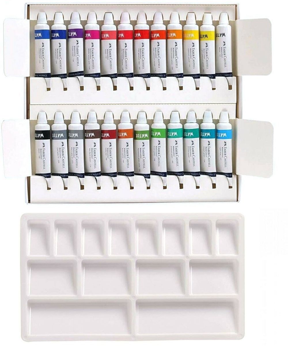 Акварель художественная Faber-Castell "Watercolours", 24цв., 9мл, туба, картон. упаковка