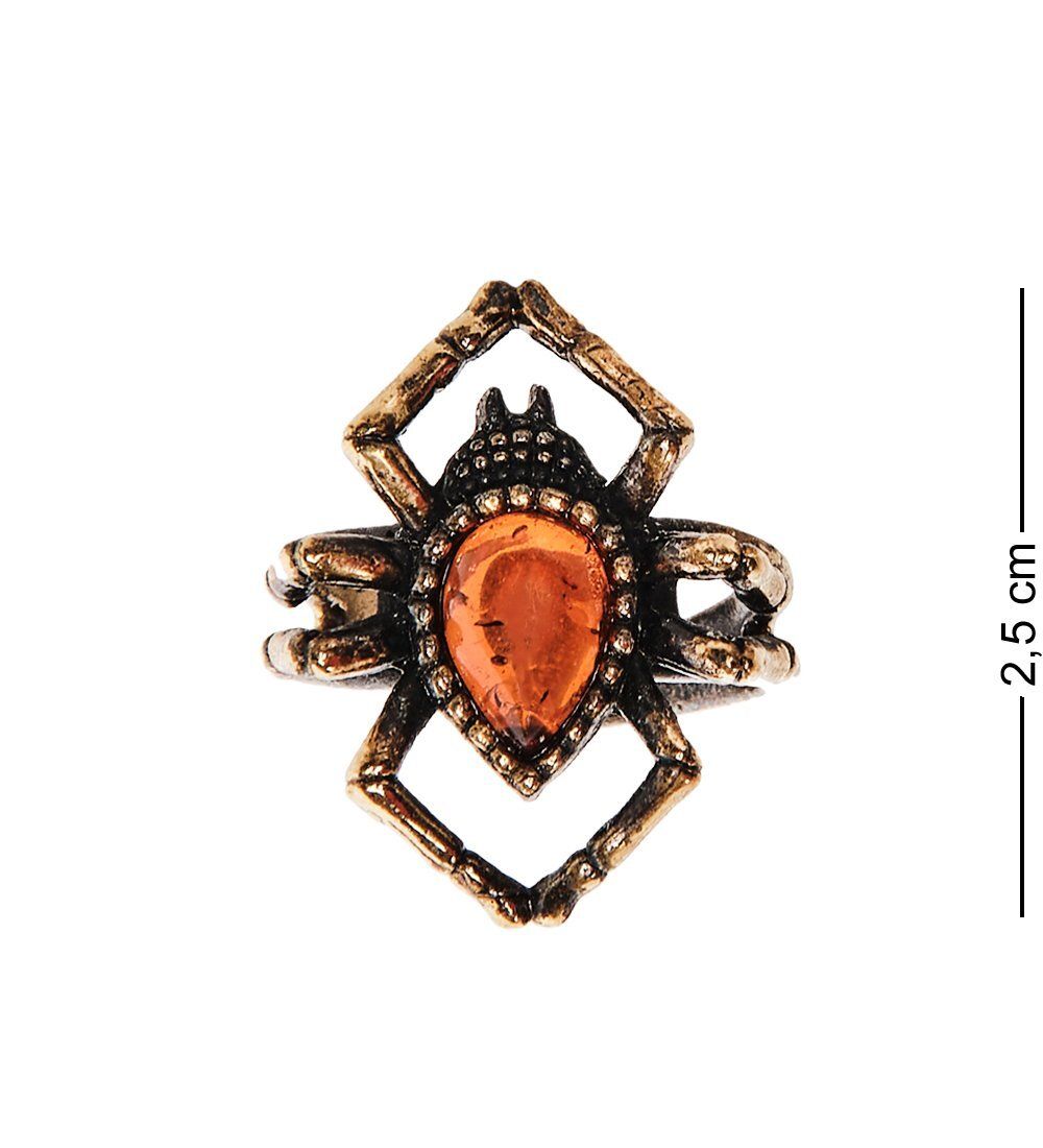 AM-2484 Кольцо «Паучок» (латунь, янтарь)