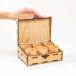 Подарочный набор рюмки (стопки) из древесины кедра в шкатулке PK46