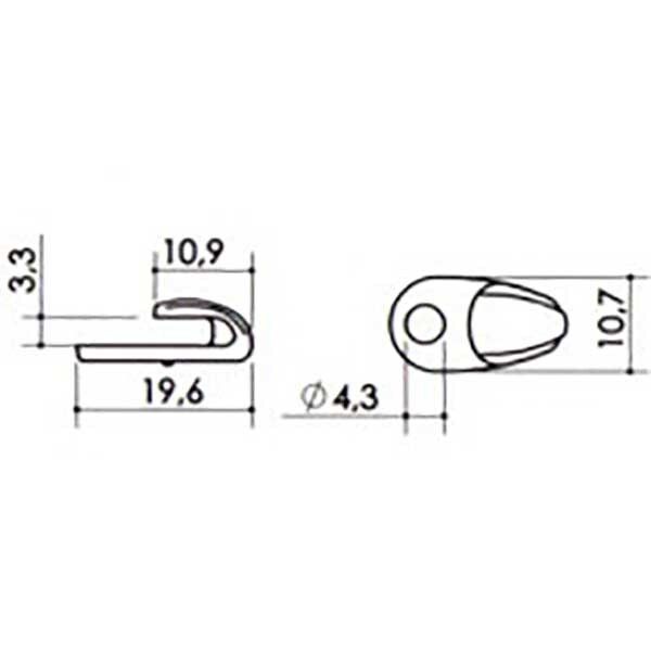Крючок для обуви с 1 отверстием литой 07Е0802, старая латунь [12]