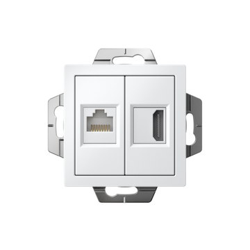 Розетка 2-м СП AtlasDesign HDMI + RJ45 кат.5E механизм бел. SE ATN000182